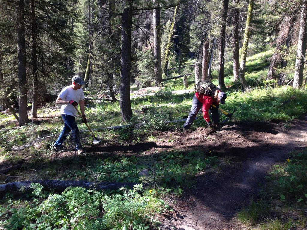 FBO vols cleaning drains in early June on Oregon Gulch Trail.